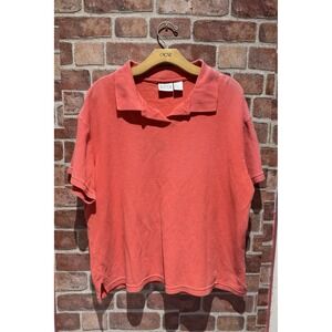 Laura Gayle Polo Shirt Women's 1X Peach Color Short Slv Collared 100% Cotton